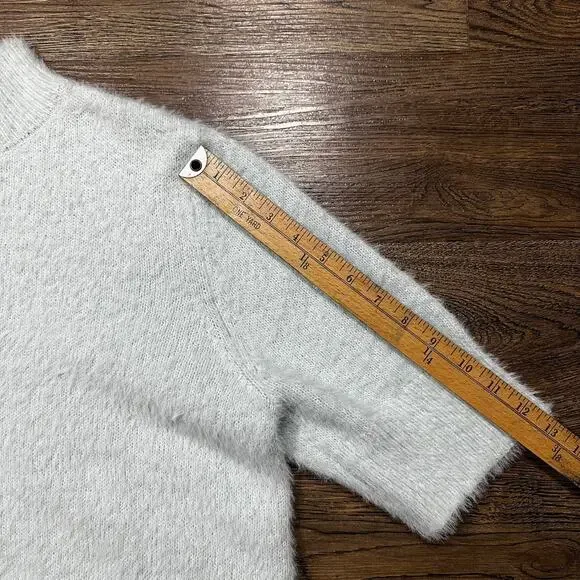 MARLED Short Sleeve Mock Neck Eyelash Sweater Pale Baby Blue Size XL - Picture 3 of 7